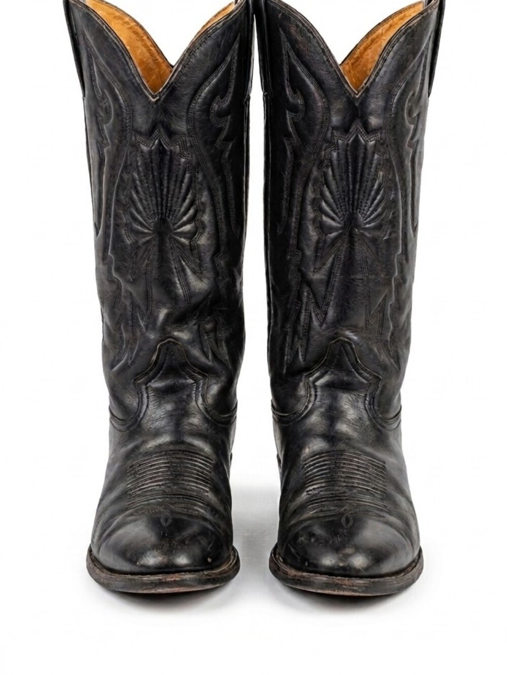 ​Rudel Vintage Black Leather Western Cowboy Boots Men's 9E Wide Mexico